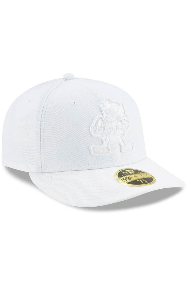 New Era Men's New Era Cleveland Browns White on White Low Profile 59FIFTY Fitted Hat, Alternate, color,