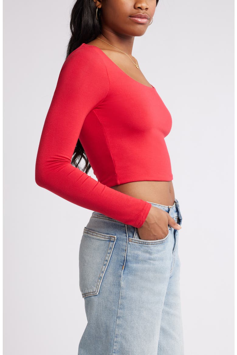 Deep Scoop Crop Top, Alternate, color, RED LIPSTICK