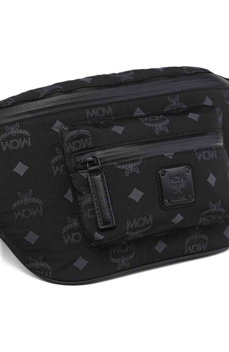 MCM Fursten Belt Bag in Monogram Nylon, Alternate, color, Black