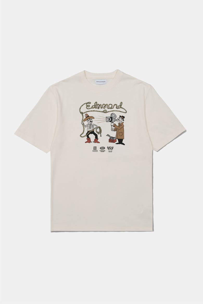 Western Print T-Shirt, Alternate, color, Plain Off White