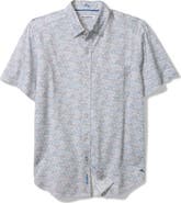 Tommy Bahama San Lucio Tri Leaf Geo Print IslandZone® Short Sleeve Button-Up Shirt