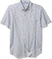 Tommy Bahama San Lucio Tri Leaf Geo Print IslandZone® Short Sleeve Button-Up Shirt