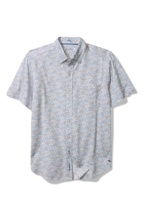 Tommy Bahama San Lucio Tri Leaf Geo Print Islandzone® Short Sleeve Button-up Shirt In Avalanche