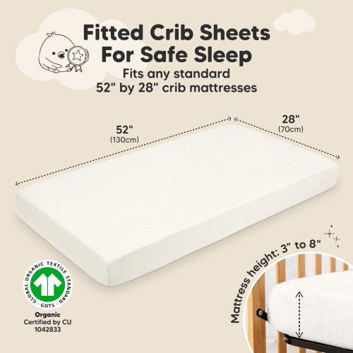 Keababies 2-pack Lyra Muslin Crib Sheets In White