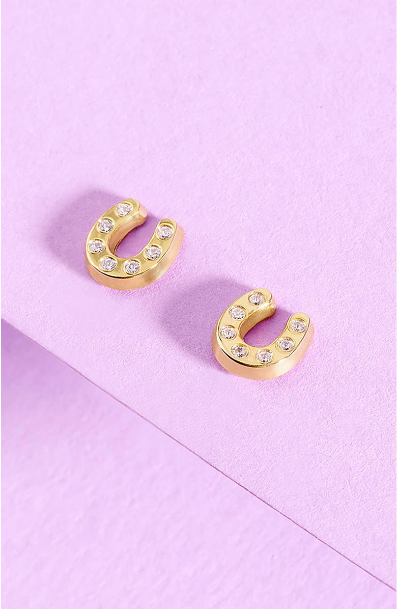 In Season Jewelry 14k Horseshoe Earrings, Alternate, color, Gold