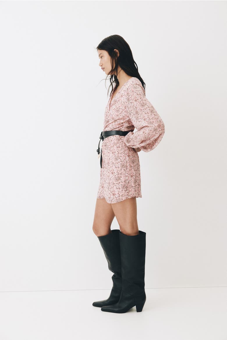 Button-detail Crinkled Dress, Alternate, color, Pink/floral