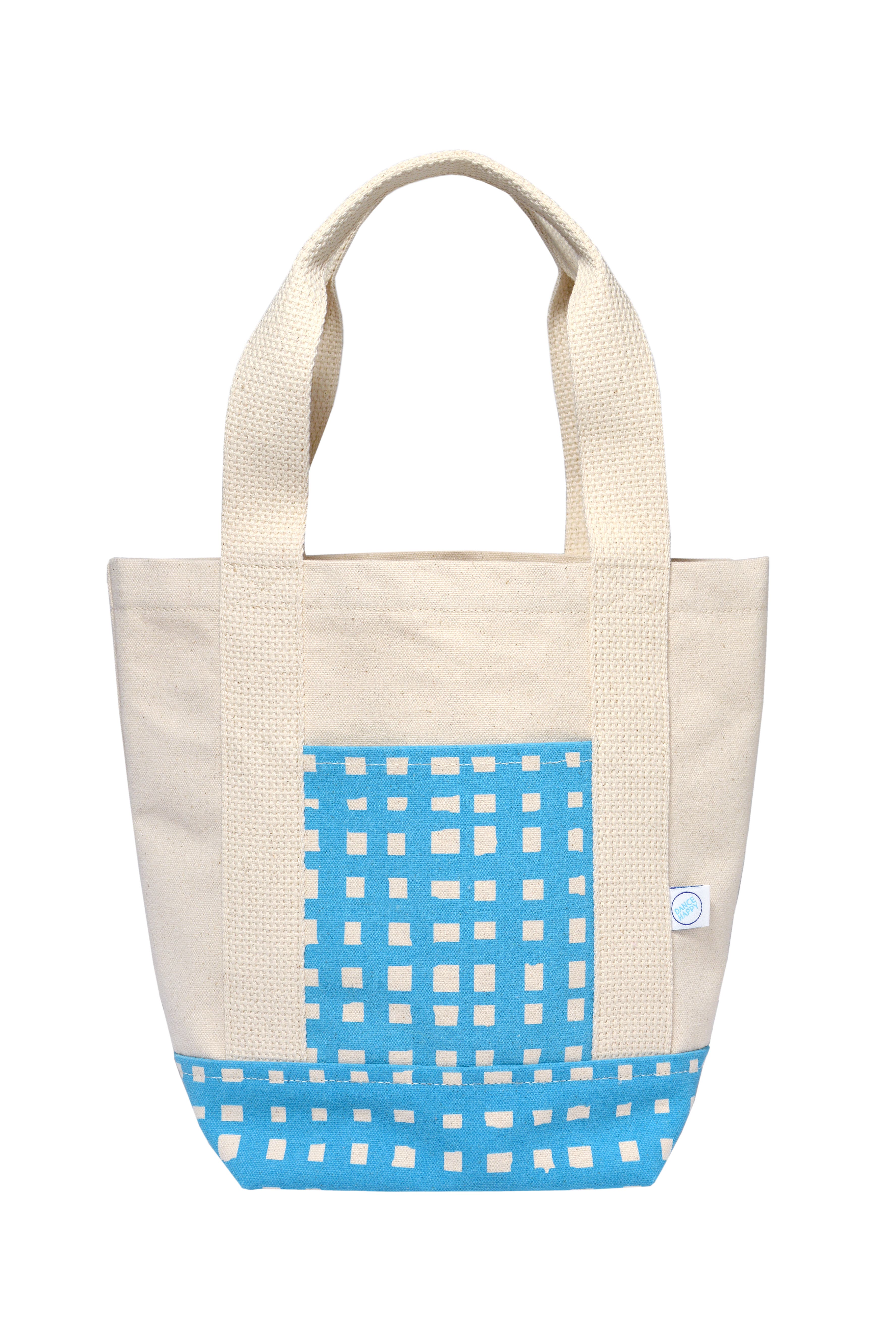 Dance Happy Grid Mini Tote Bag, Main, color, Azure Blue