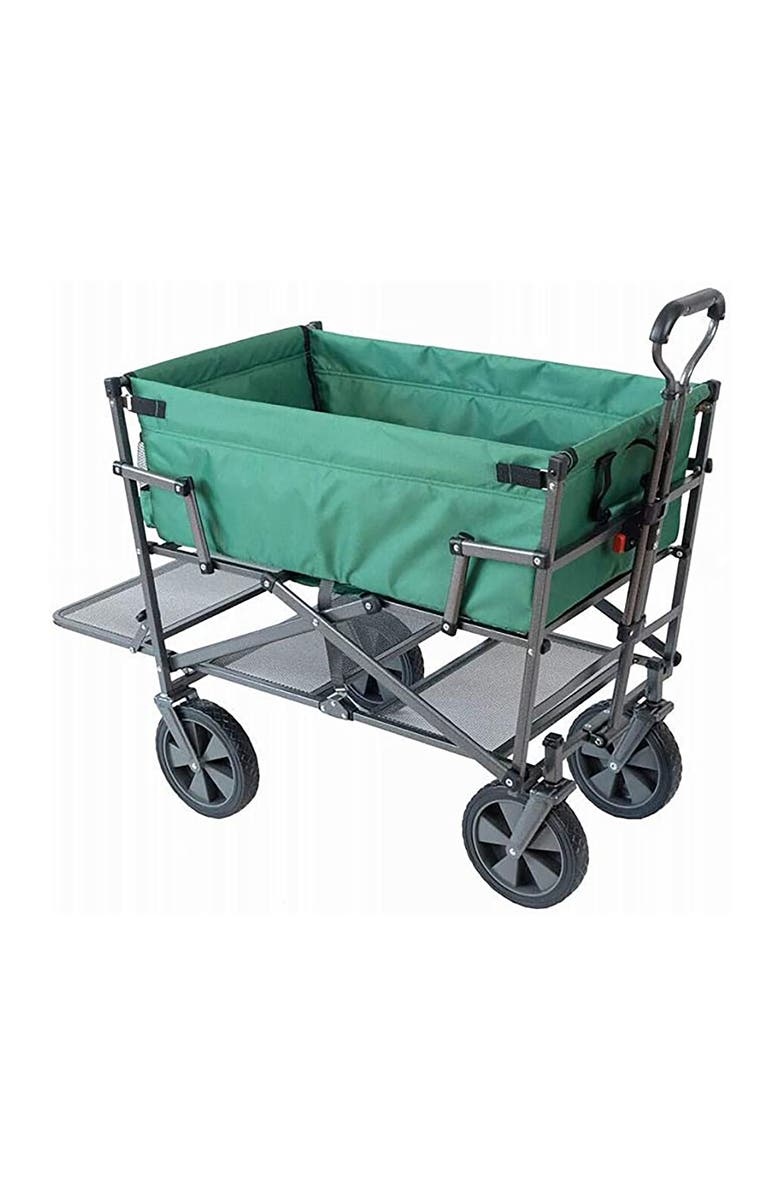 MAC Double Decker Wagon Green Collapsible Outdoor Utility Garden Cart, Alternate, color, Green