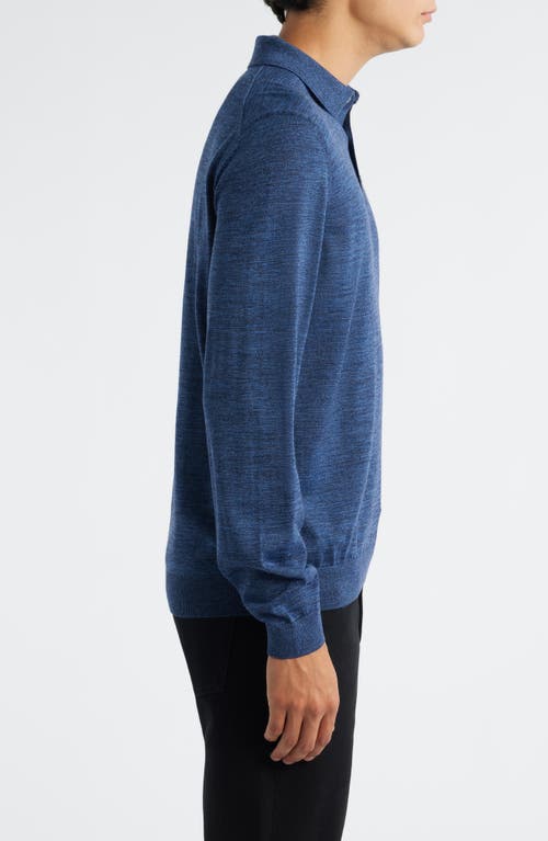 Hugo Boss Boss Lancione Wool Polo Sweater In Blue