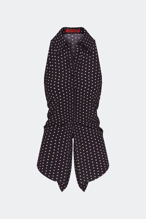Loch Sleeveless Crepe Button Up