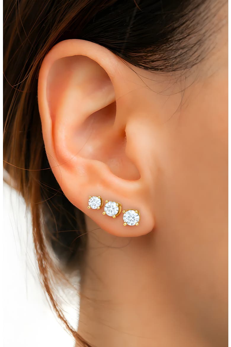 Classic Cubic Zirconia Stud Earrings, Alternate, color, Gold