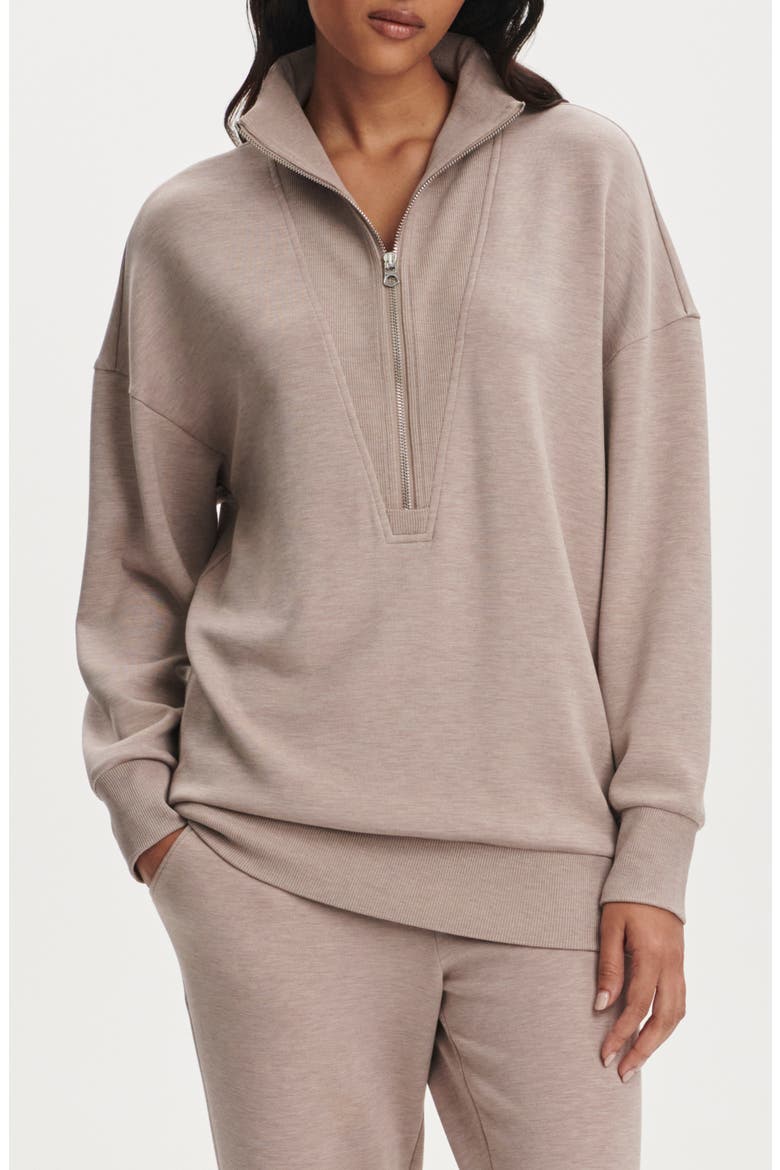 Masie Long Half Zip Sweatshirt, Main, color, TAUPE MARL
