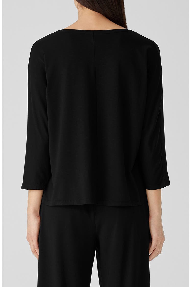 V-Neck Three-Quarter Sleeve Top, Alternate, color, BLACK