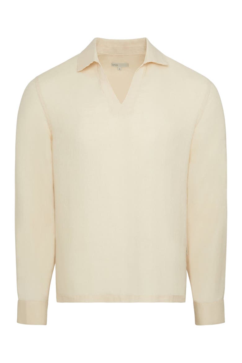 Linen Long Sleeve Popover Shirt, Alternate, color, NATURAL