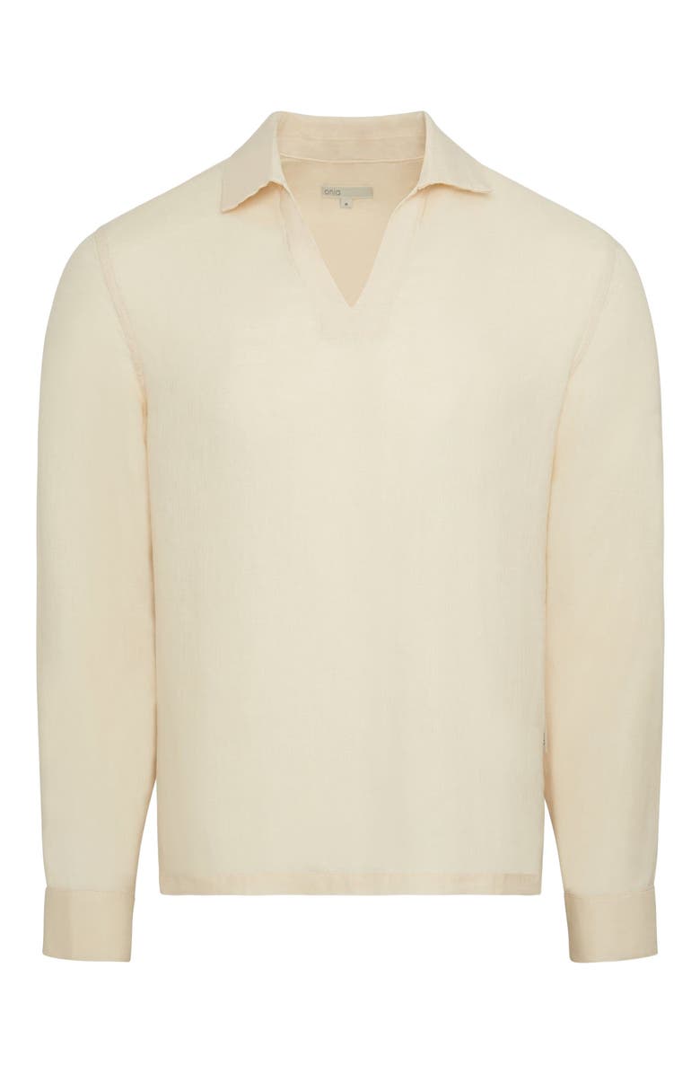 Onia Linen Long Sleeve Popover Shirt, Alternate, color, Natural