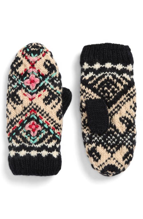 French Knot Ingrid Hand Knit Wool Mittens In Gold