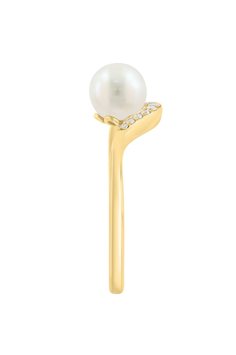 Gold Plated Diamond & Freshwater Pearl Band Ring, Alternate, color, WHITE