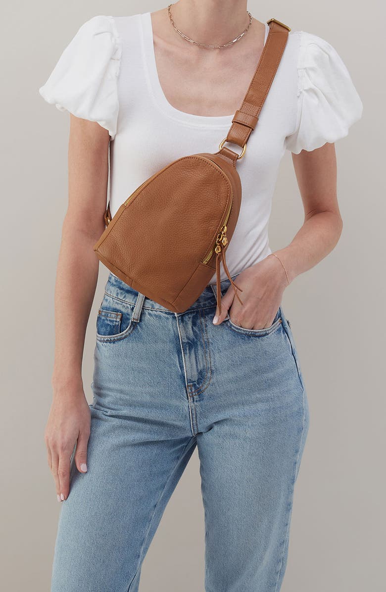 HOBO Fern Leather Sling Bag, Alternate, color, Warm Honey Plain