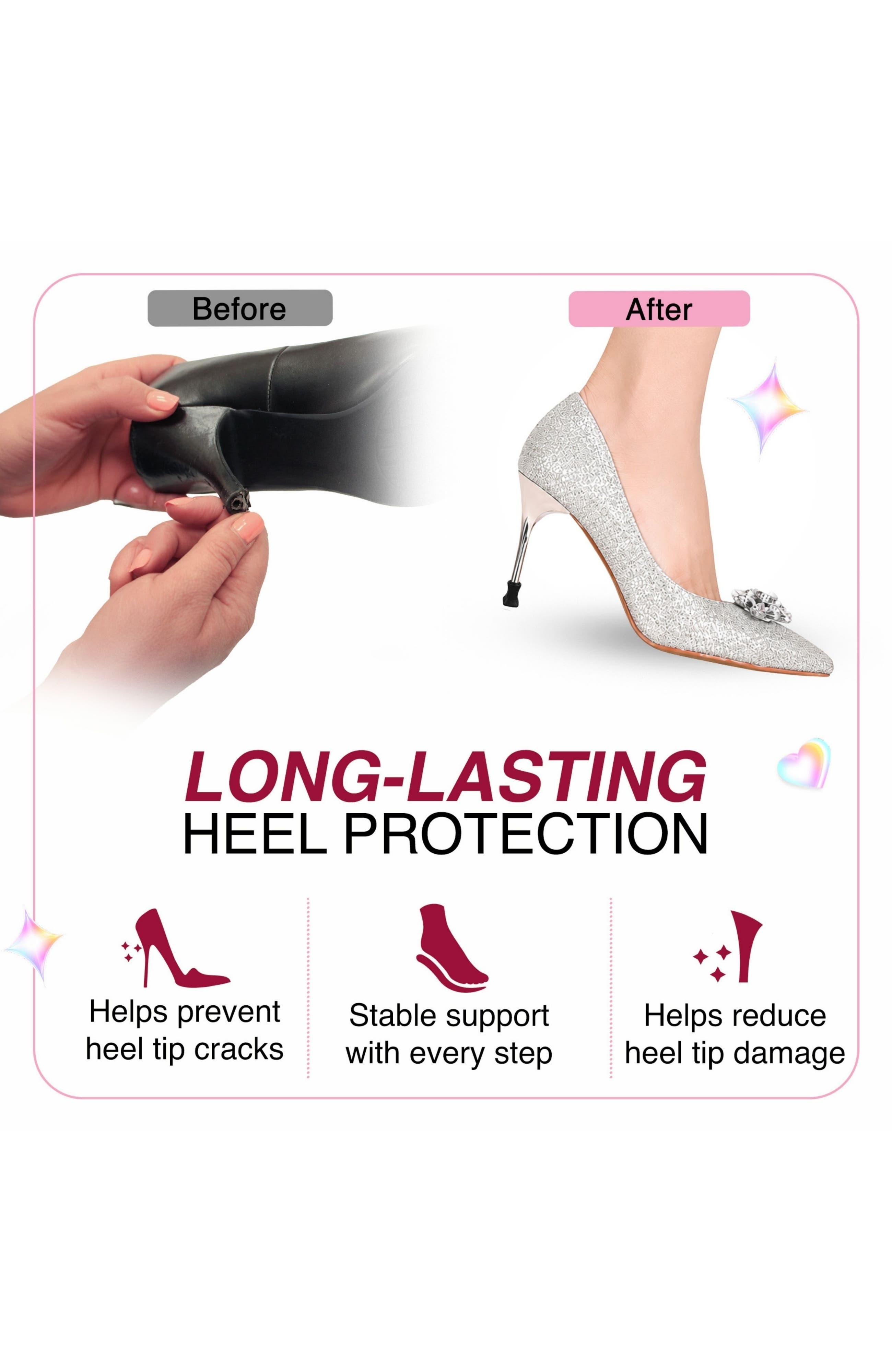 3 Pairs Hourglass Heel Protectors, Alternate, color, Black