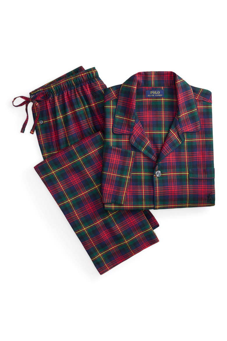 Plaid Flannel Pajama Set, Alternate, color, LOCKWOOD PLAID/ POLO BLACK PP