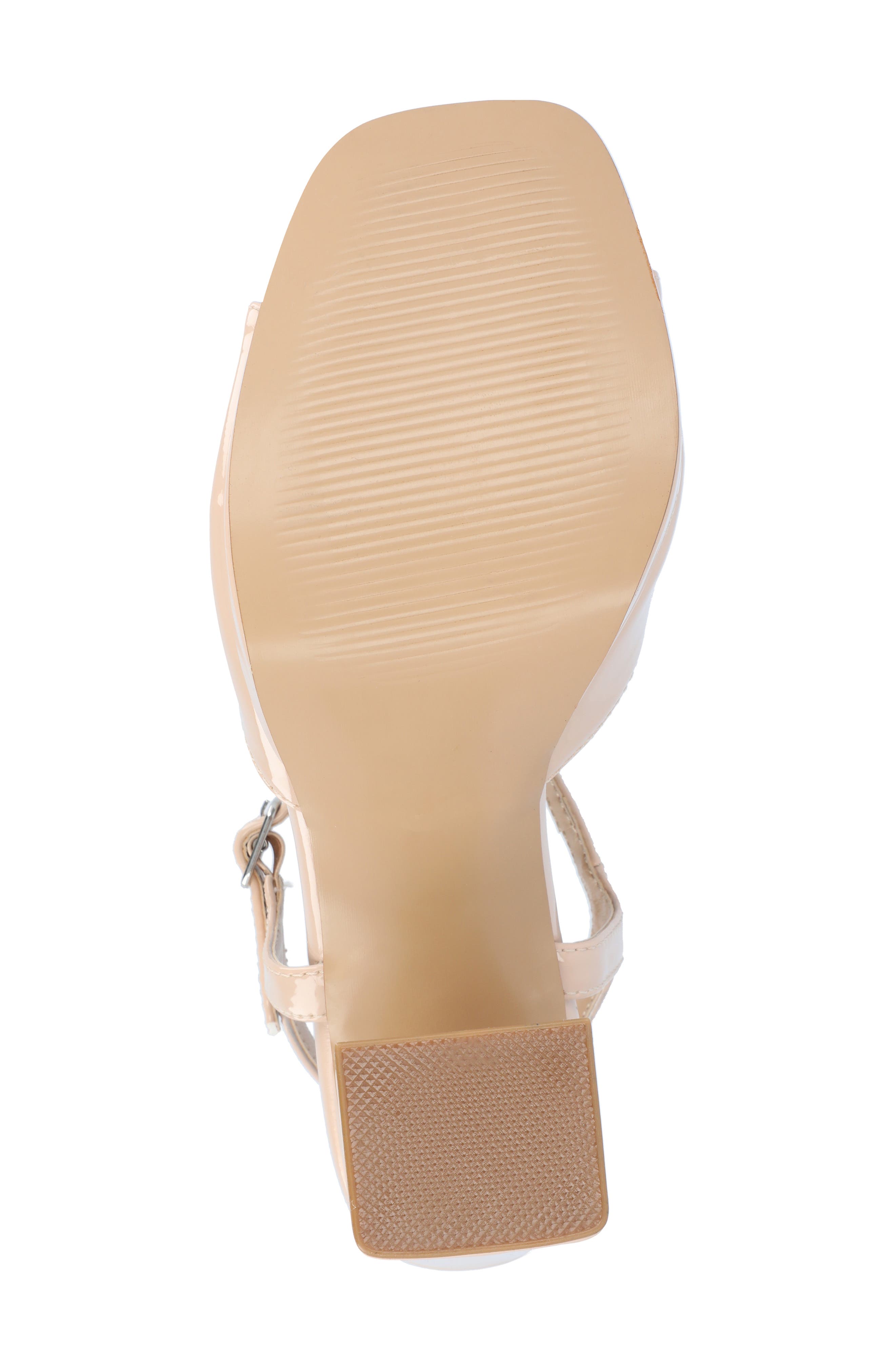 Journee Collection Ziarre Patent Block Heel Sandal, Alternate, color, Nude