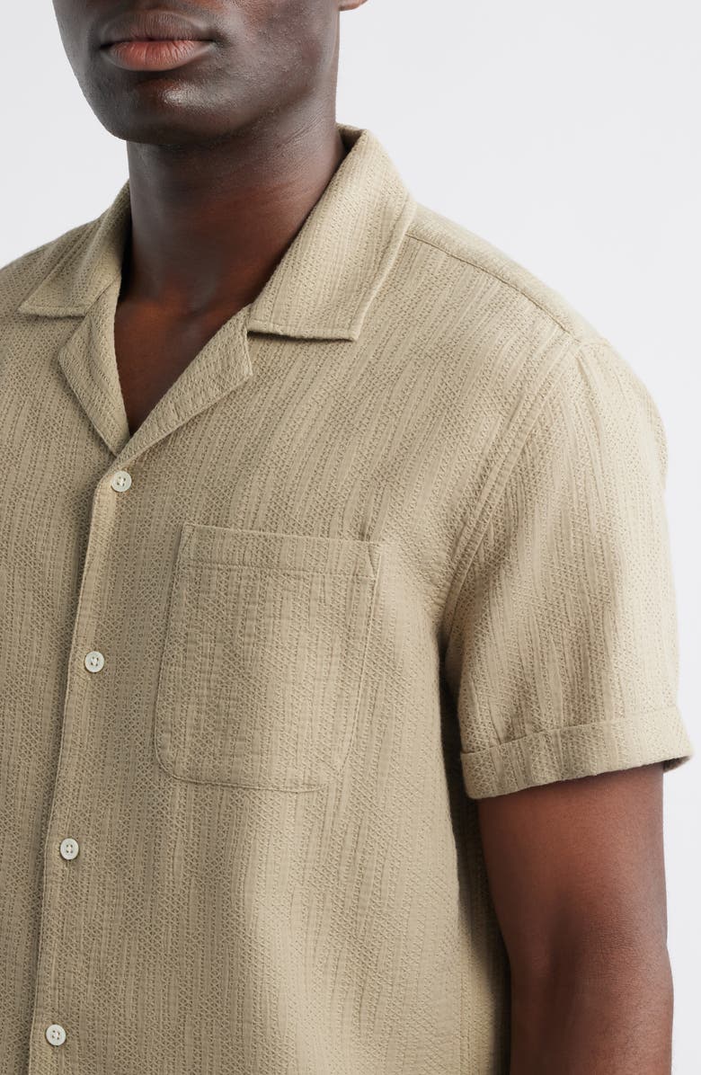 Rails Haney Textured Short Sleeve Cotton Button-Up Shirt, Alternate, color, Kelp