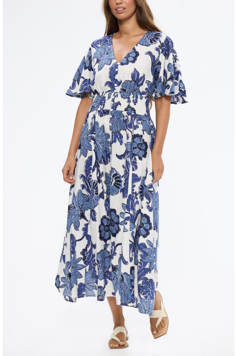 Harlow Floral Dress, Alternate, color, NAVY IBIZA