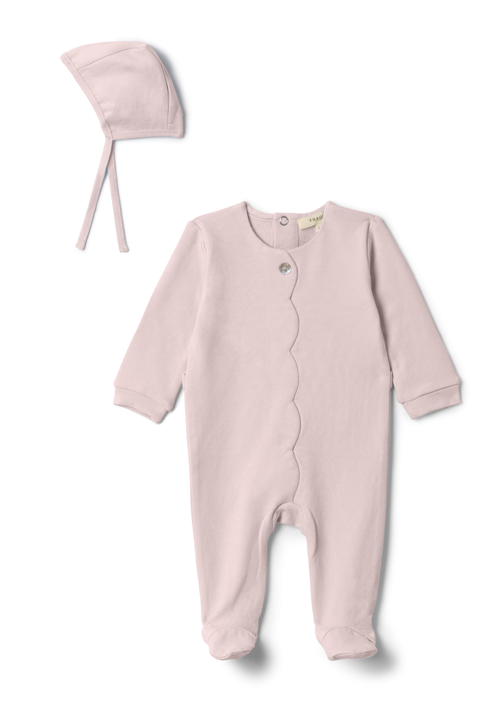 Girl Cotton Scallop Romper with Bonnet (Baby)