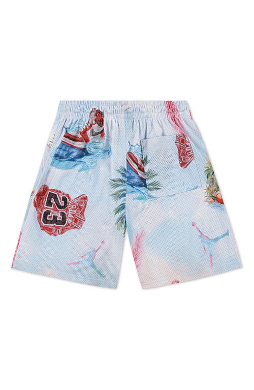 Jordan Kids' Dri-fit Flamingo Print Mesh Shorts In White
