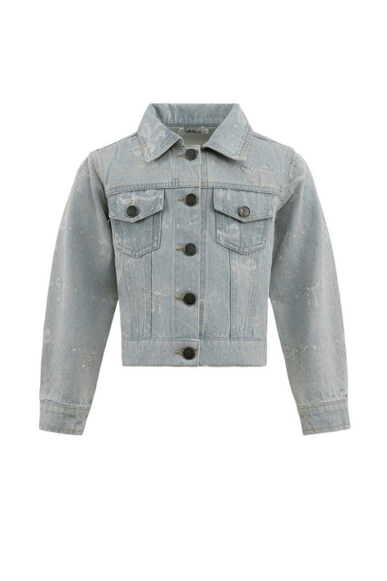 Sparkle Bows Denim Jacket, Main, color, Blue