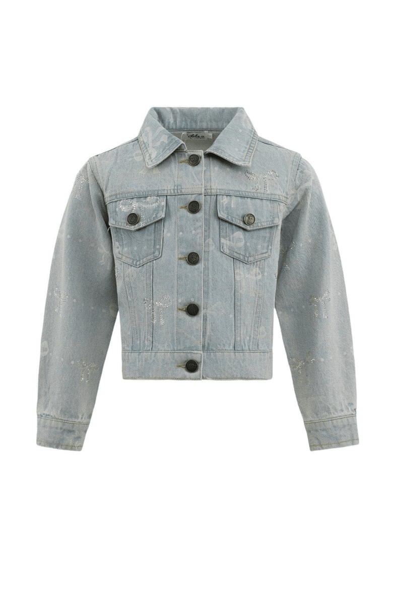 Lola + The Boys Sparkle Bows Denim Jacket, Main, color, Blue