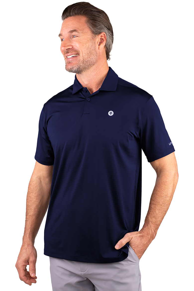 Men's Victory Lap Short Sleeve Polo, UPF 50+ Sun Protection, Alternate, color, Navy