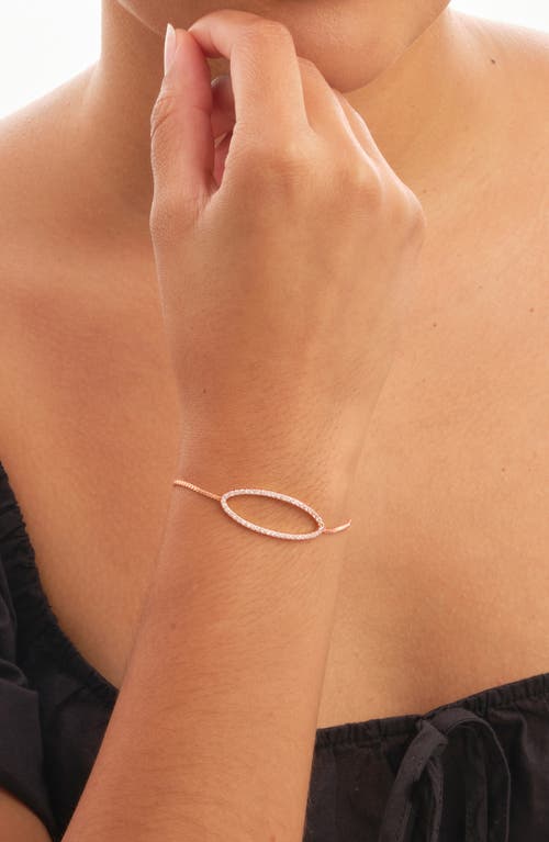Sterling Forever Oval Cubic Zirconia Slider Bracelet In Metallic
