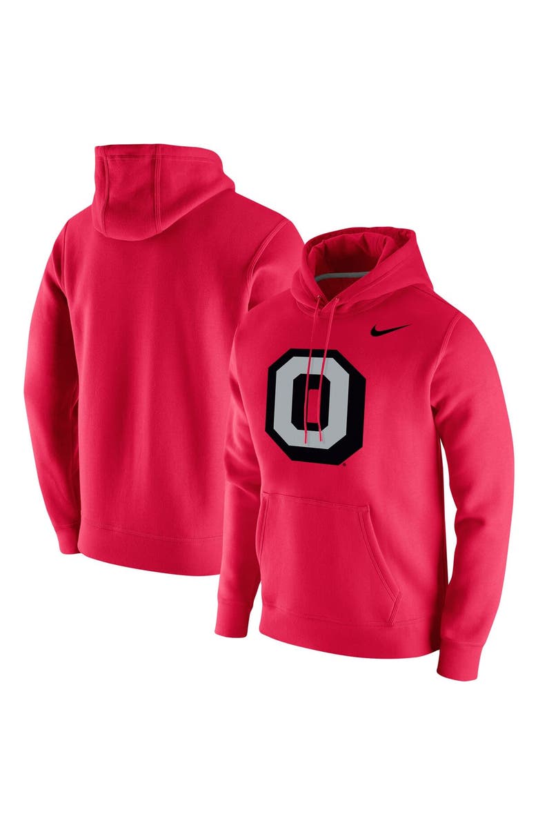 Nike Men's Nike Scarlet Ohio State Buckeyes Vintage School Logo Pullover Hoodie, Main, color,