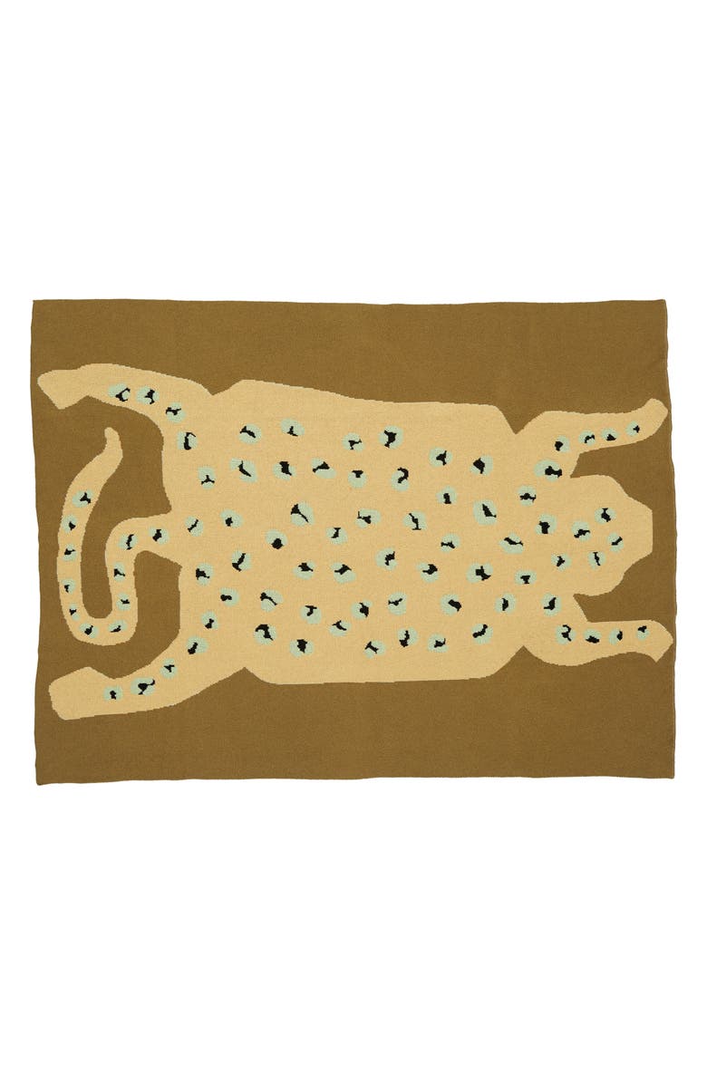 Cold Picnic Earth Leopard Knit Blanket, Main, color,