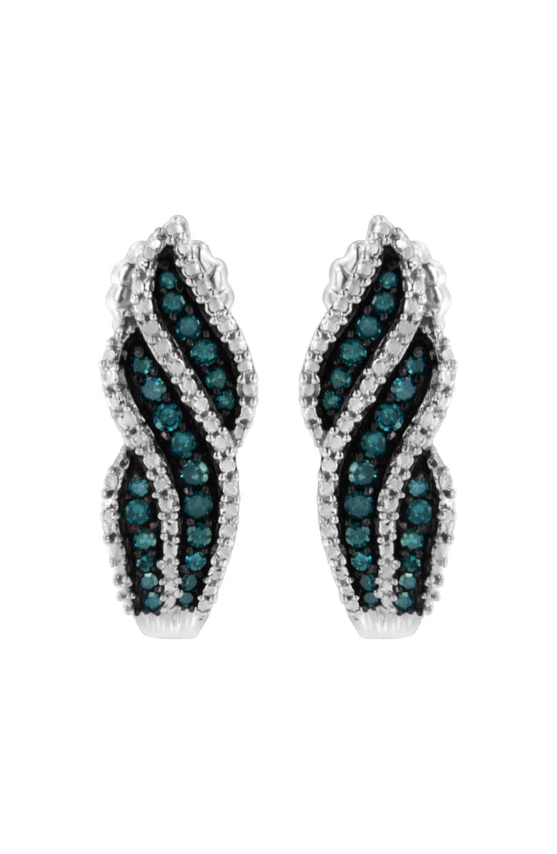 Haus of Brilliance Sterling Silver .5 ct. TDW Treated Blue Diamond Dangling Stud Earrings, Main, color, White