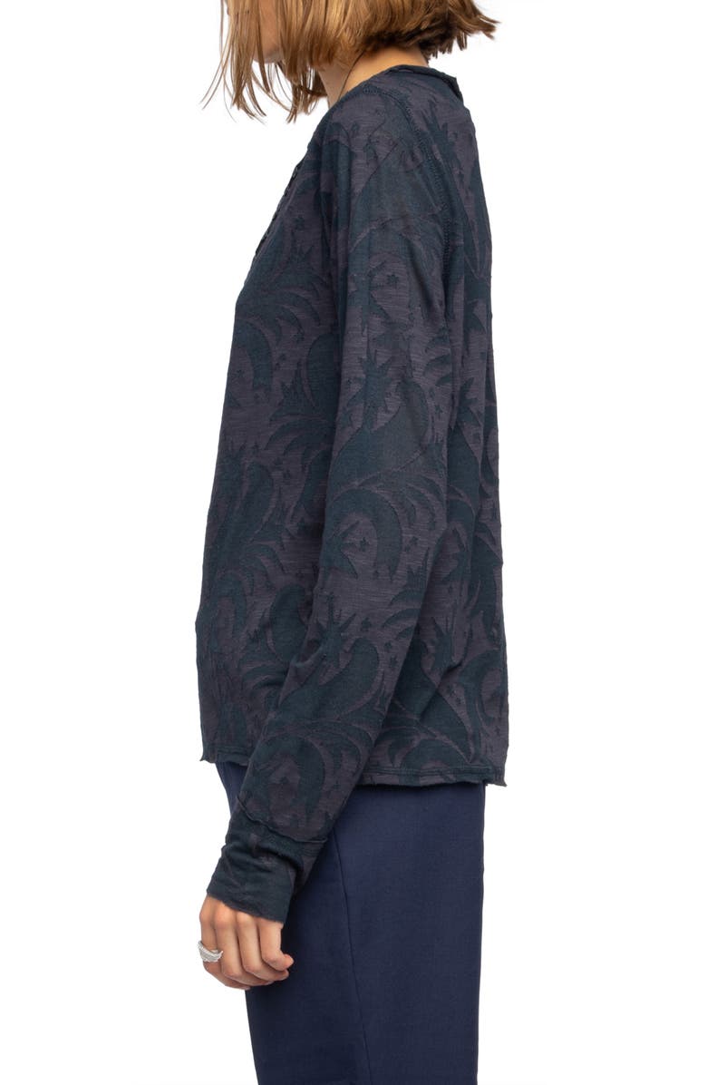 Zadig & Voltaire Tuni Mixed Print Devoré Top, Alternate, color, Encre