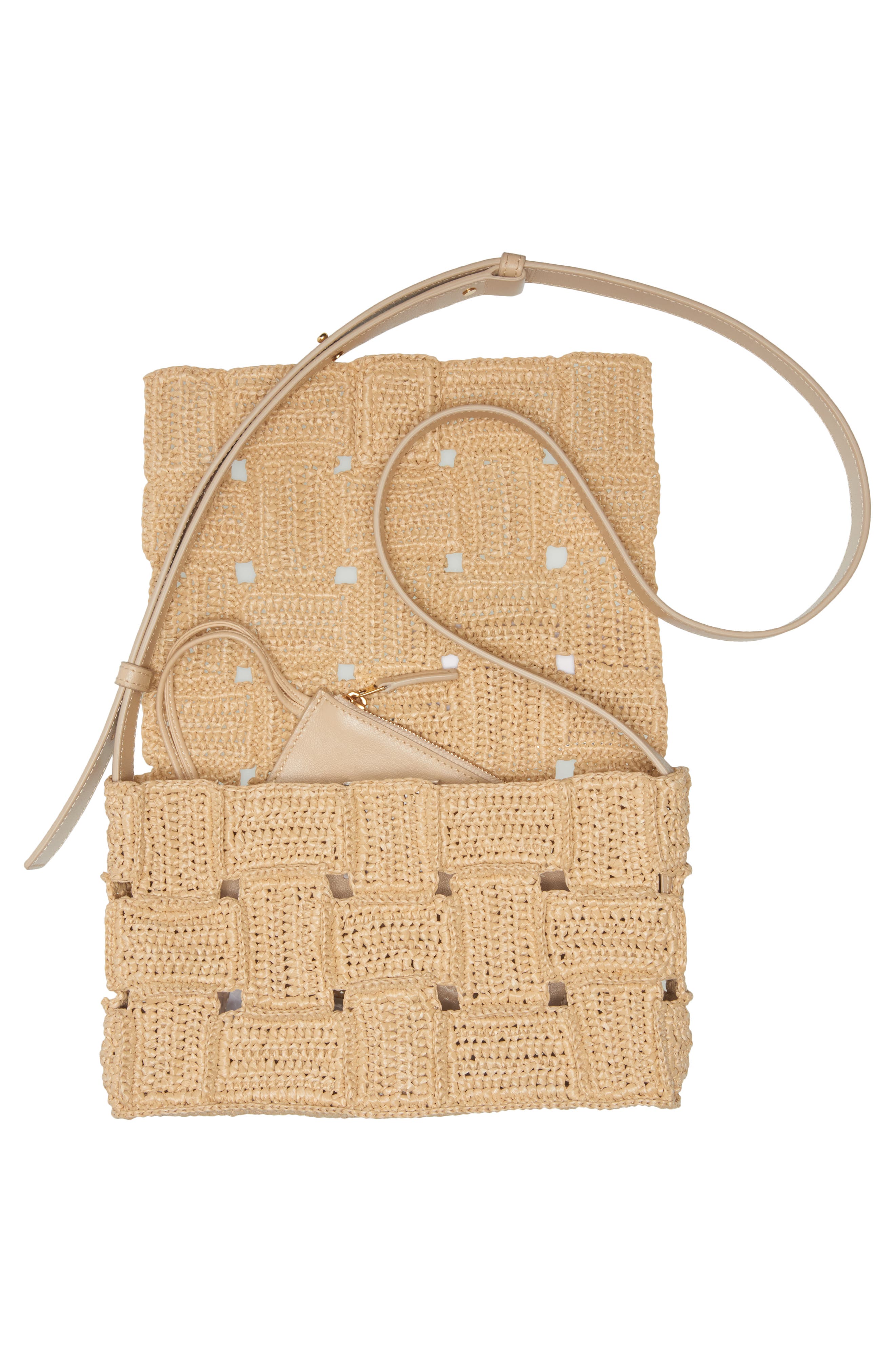 Bottega Veneta Cassette Crochet Raffia Shoulder Bag, Alternate, color, 