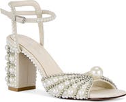 AZALEA WANG Esteva Crystal Studded Ankle Strap Sandal