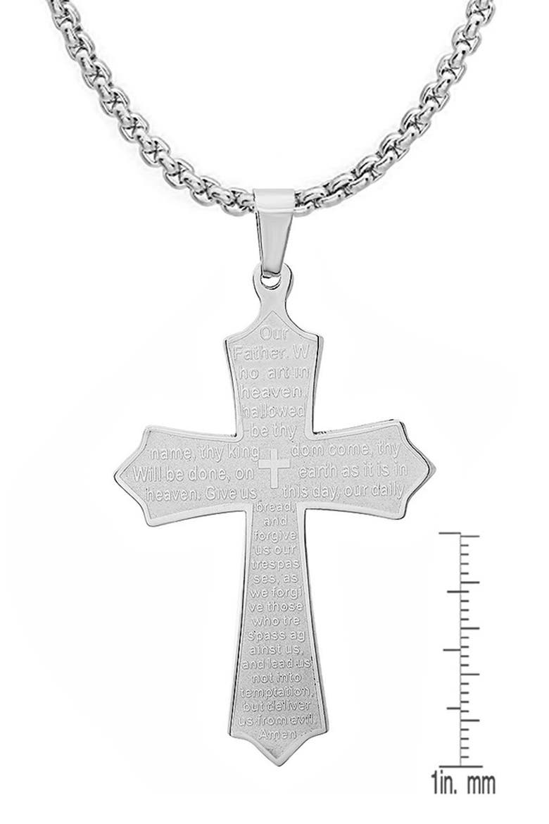 Men's Our Father Cross Pendant Necklace, Alternate, color, SILVER