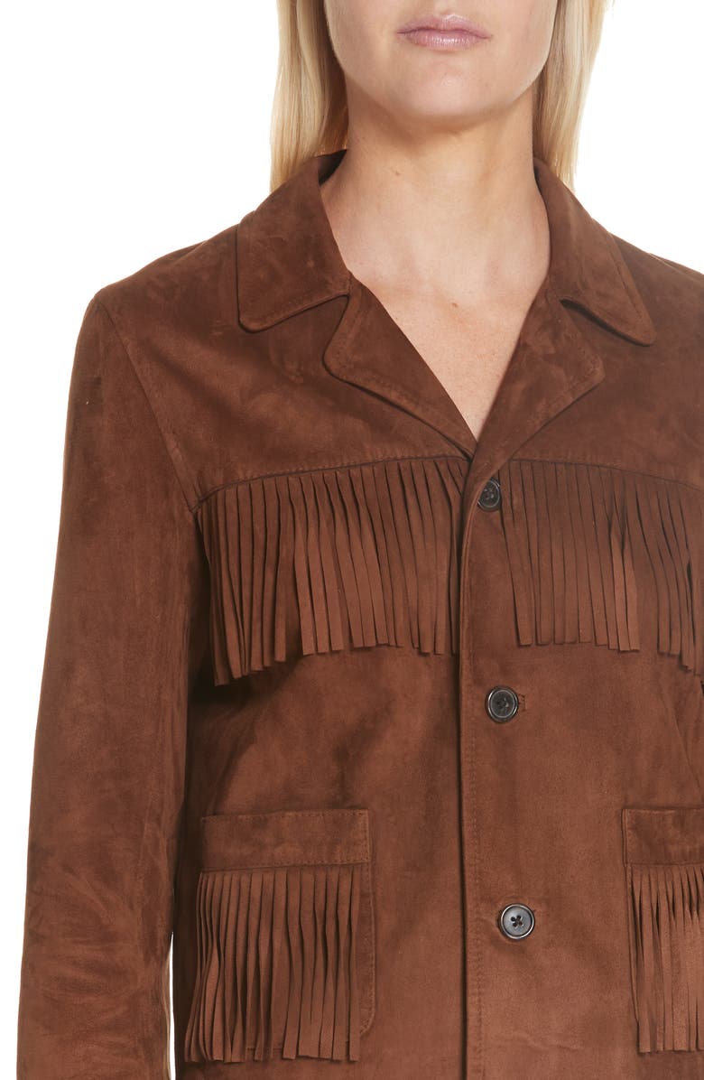 Nili Lotan Frida Suede Fringe Jacket, Alternate, color, 