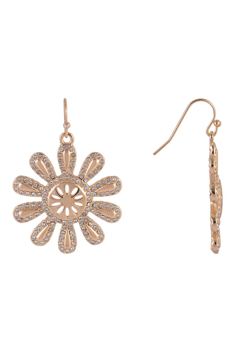 Crystal Sunburst Drop Earrings, Main, color, GOLD