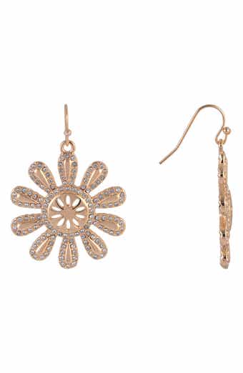 Crystal Sunburst Drop Earrings