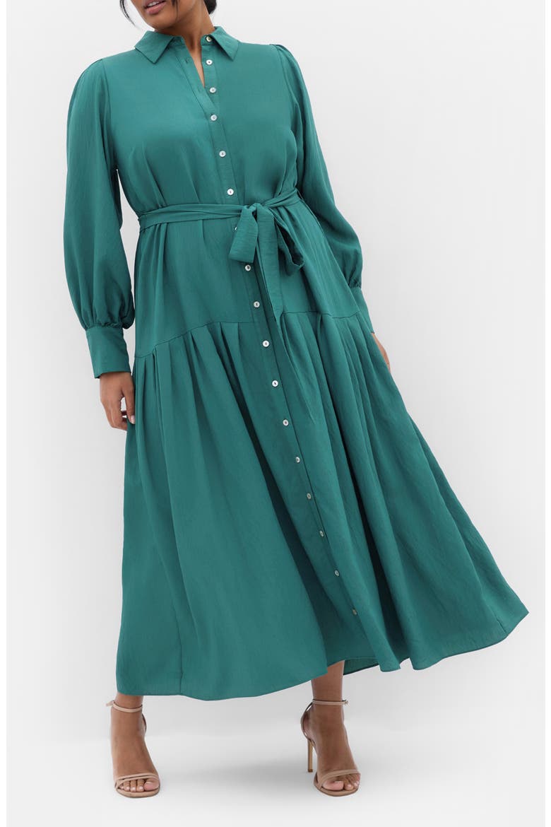 Romie Button-Up Shirtdress, Main, color, JADE