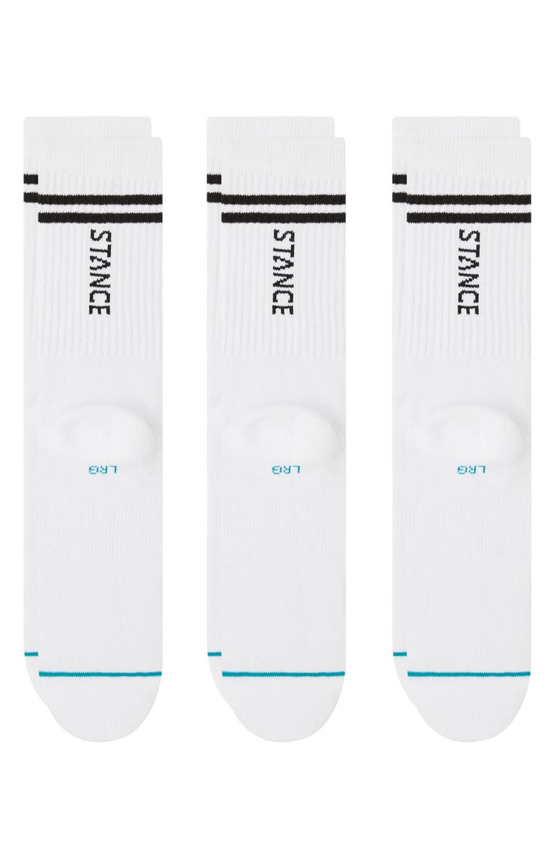 Stance Core 3-Pack Cotton Blend Crew Socks, Alternate, color, White