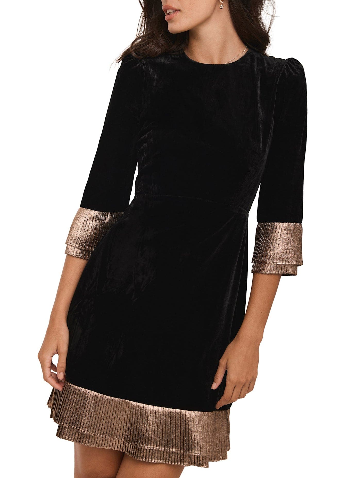 black velvet frill detail mini dress Paula Echevarra TikTok. statement Black Velvet Frill Detail Mini Dress size M