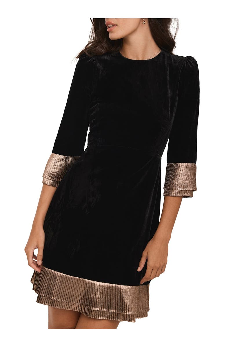 MINT VELVET Velvet Frill Detail Mini Dress, Main, color, Black