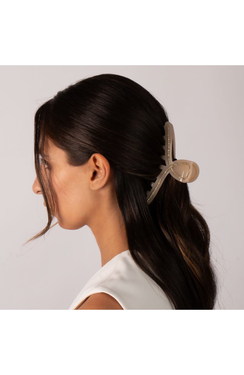 BY ADINA EDEN Rhinestone Loop Large Claw Clip, Alternate, color, Beige