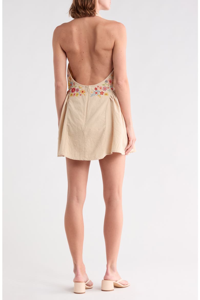 Island Letter Embroidered Halter Minidress, Alternate, color, IVORY