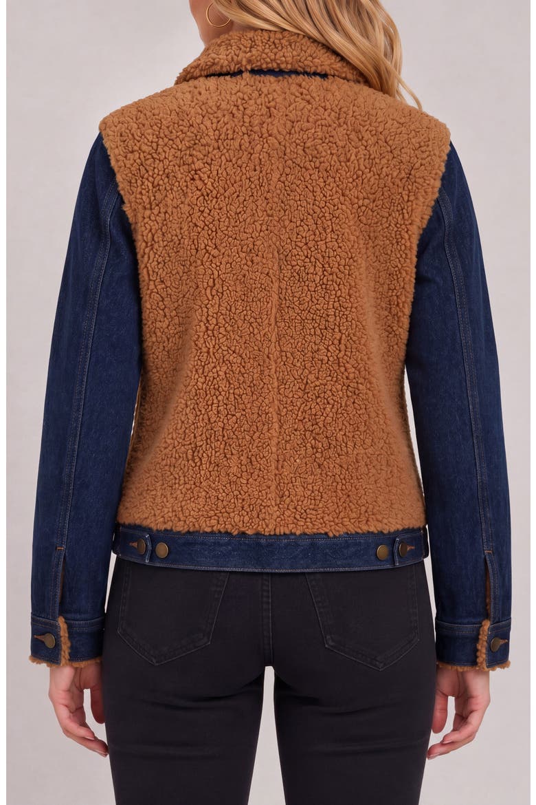 Faux Shearling & Denim Jacket, Alternate, color, CINDER BLOOM